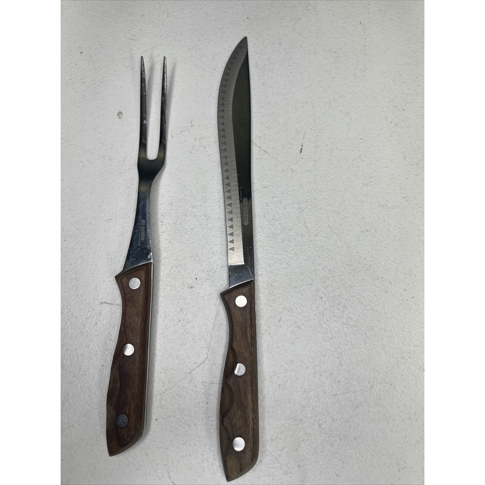 Vintage VIKING 9" 440-A SUPER STAINLESS CHEF'S KNIFE + CARVING FORK
